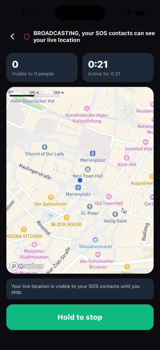 Noxentry broadcasting live location
