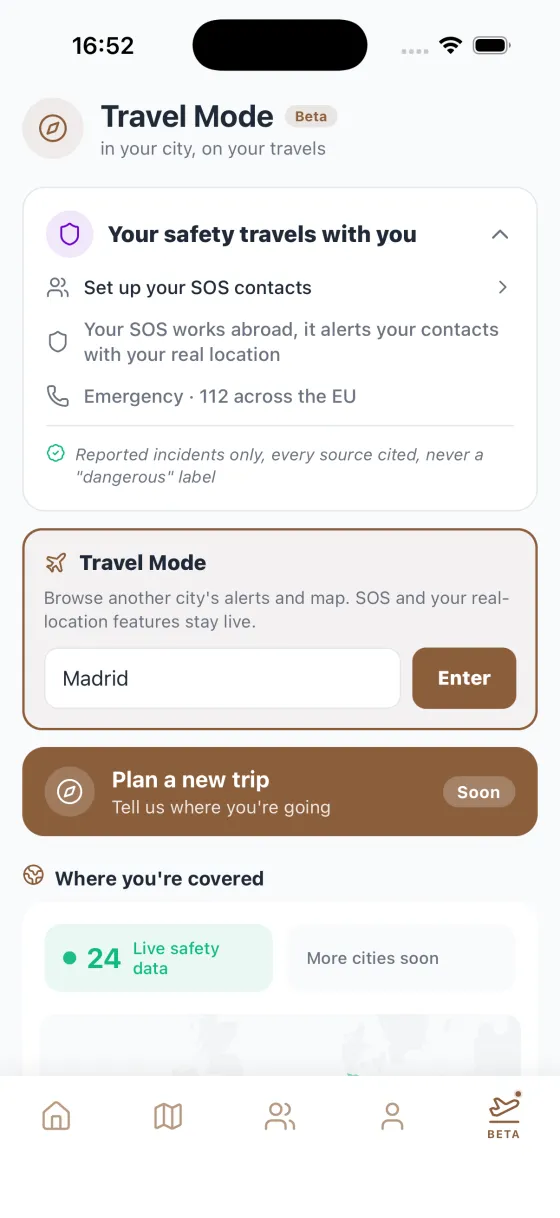 Noxentry Travel Mode screen